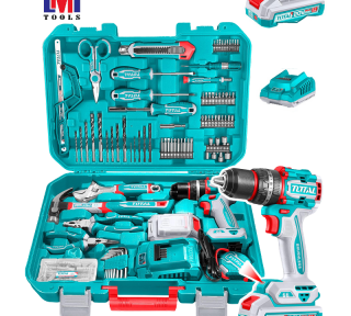 Bộ 165 món bao gồm máy khoan búa không chổi than dùng pin 20v TIDLI20668 Total THKTHP11652