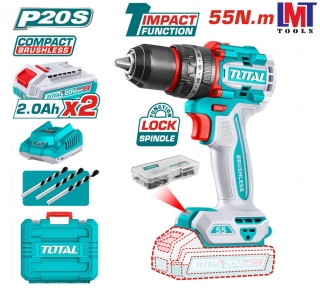 Máy khoan búa không chổi than dùng pin 20V Total TIDLI20558