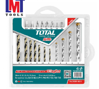 Bộ mũi khoan và mũi vặn vít đa năng 19 chi tiết Total TACSDB1901