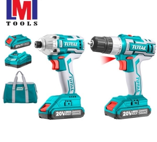 Bộ combo máy siết vít TIRLI2017 và máy khoan TDLI20051 dùng pin 20V Total TCKLI2006