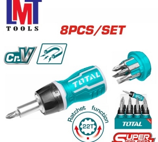 Bộ tua vít 8 trong 1 (tay vặn xoay chiều) Total TACSDS1726
