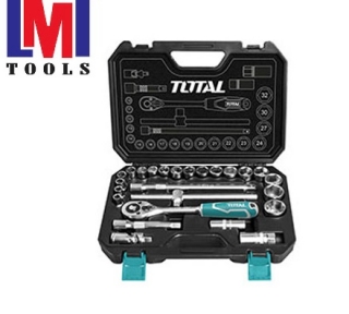 Bộ 44 cái socket (1/4+1/2 inch) & cần 2 chiều Total THT421441