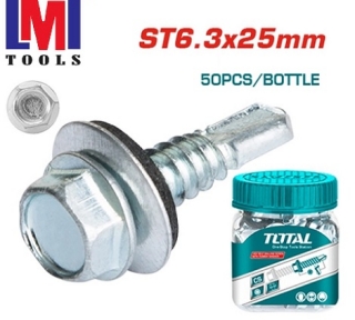 Bộ 50 vít bắn tôn có vòng đệm cao su ST6.3x25mm Total WJSS6302521