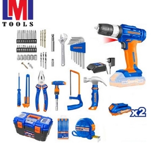 Bộ 119 món dụng cụ gồm Máy khoan búa dùng pin 20V (WCDP522) Wadfow WDT1B119