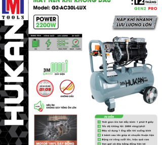 MÁY NÉN KHÍ KHÔNG DẦU (GEN2 PRO) HUKAN G2-AC30L-LUX