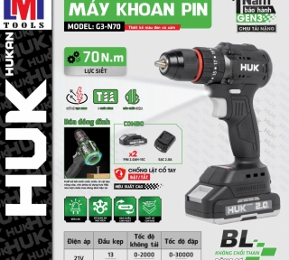 MÁY KHOAN PIN 3 CHỨC NĂNG 13MM (GEN 3) HUKAN G3-N70