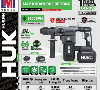 MÁY KHOAN ĐỤC 2 CHỨC NĂNG (GEN 3) HUKAN G3-R28LUX