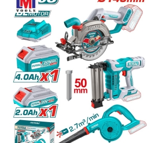 Bộ combo máy cưa đĩa tròn TSLI1402 & máy thổi bụi TABLI20028 & máy bắn đinh TBNLI5005 dùng pin 20V Total TOSLI240683