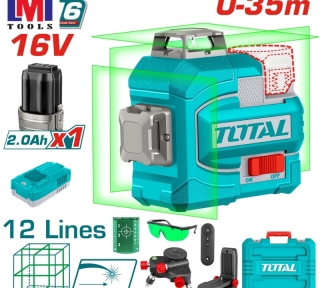 Máy đo mức cân bằng tia laser xanh 3D dùng pin 16V Total TLL301201