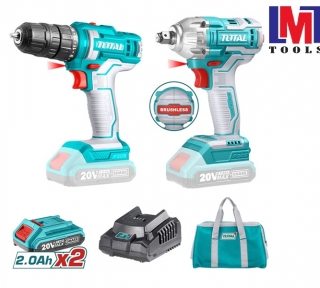 Bộ combo máy khoan TDLI20051 và máy siết bu lông TIWLI2038 dùng pin 20V Total TCKLI2017