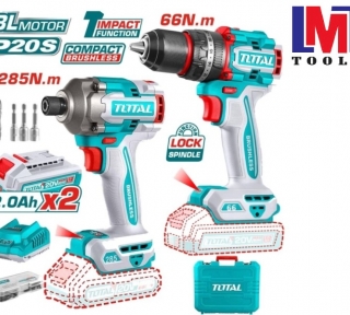 Bộ combo máy khoan búa TIDLI206681 & máy siết vít TIRLI20281 dùng pin 20V Total TCKLI20277
