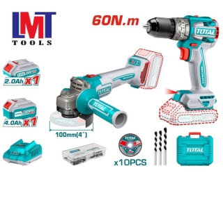 Bộ combo máy mài góc TAGLI21104 & máy khoan búa TIDLI20602  dùng pin 20V Total TCKLI2027310