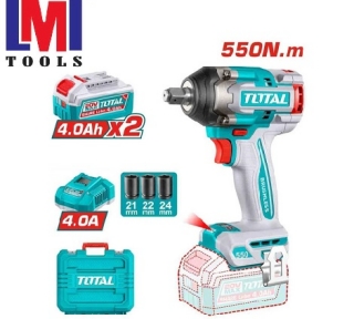Máy vặn bu lông không chổi than dùng pin 20V Total TIWLI2055 (2 Pin 4.0 Ah, 1 Sạc)