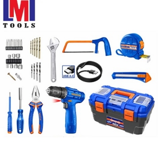 Bộ 77 món dụng cụ cầm tay kèm Máy khoan dùng pin 12V (WCDS510）Wadfow WDT1B77