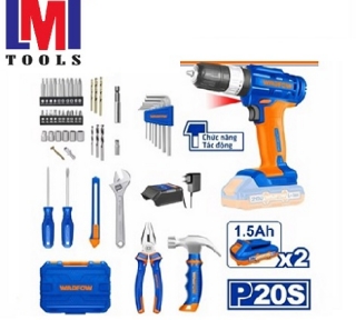 Bộ 91 món dụng cụ gồm Máy khoan búa dùng pin 20V (WCDP522) Wadfow WDT1B90