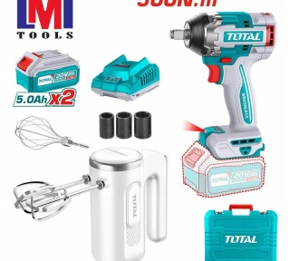 Bộ combo máy siết bu lông TIWLI2050 dùng pin 20V & máy trộn cầm tay TMK021T Total TOSLI240787 Bộ combo máy siết bu lông TIWLI2050 dùng pin 20V & máy trộn cầm tay TMK021T Total TOSLI240787