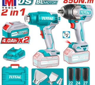 Bộ combo máy siết bu lôngTIWLI2085 & máy thổi nhiệtTBLI2002 dùng pin 20V Total TOSLI240489 Bộ combo máy siết bu lôngTIWLI2085 & máy thổi nhiệtTBLI2002 dùng pin 20V Total TOSLI240489