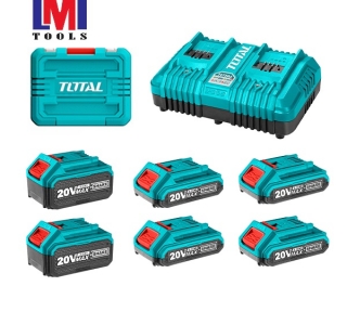 Bộ 7 pin Lithium-Ion 20V Total TOSLI230701 Bộ 7 pin Lithium-Ion 20V Total TOSLI230701