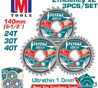 Bộ 3 lưỡi cưa gỗ TCT 140mm Total TAC236140 Bộ 3 lưỡi cưa gỗ TCT 140mm Total TAC236140